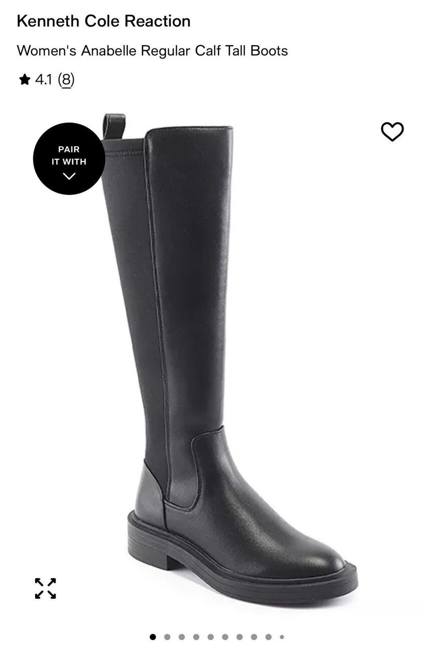 Kenneth Cole Reaction Boots Women's Size 7.5 Black Anabelle Knee High Riding